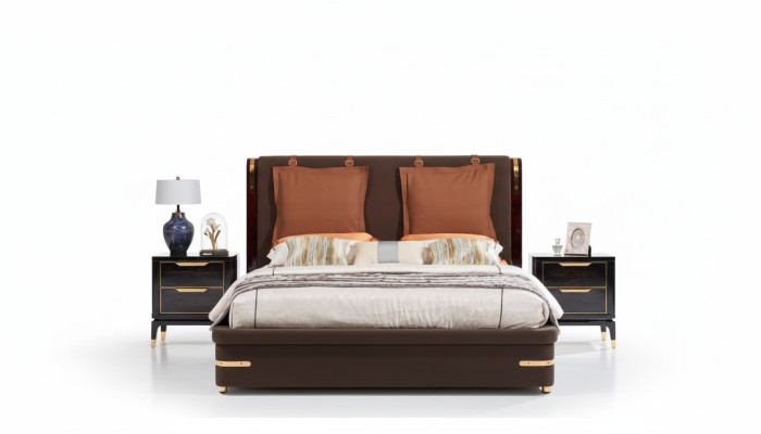 Luxus Schlafzimmer Möbel 3tlg. Komplett Set Bett 2x Nachttische Modernes