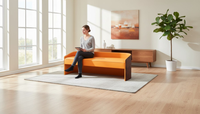 Sitz Polster Bank Polster Sitz Hocker Bank Leder Holz Stil Designer Fußhocker