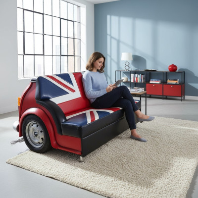 Retro Union Jack Sofa Car Furniture Garage Auto Sofa Couch Polster Zweisitzer