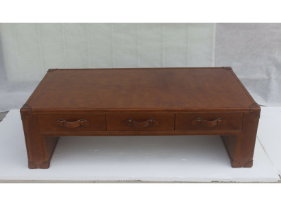 Couchtisch Wohnzimmertisch Truhe Beistelltisch in Vintage Tisch 147x85cm Leder