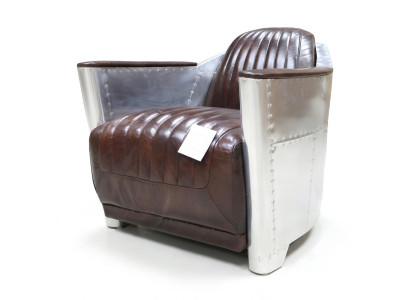 Echtleder Design Vintage Chromsessel Designsessel Sessel Flugzeug Aviator Leder