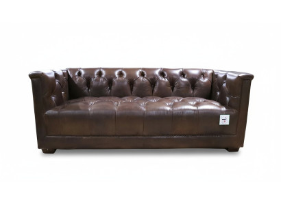 Sofa 3 Sitzer Chesterfield 3-Sitzer Vintage Braunes Shabby Ledersofa