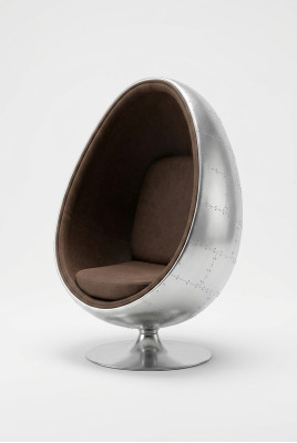 Design Retro Lounge Sessel Sitzer Egg Ball Silber Drehbar Aviator Space