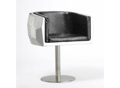 Stuhl Stühle Leder aluminium Design möbel Esszimmer Lehnstuhl Flieger echtleder