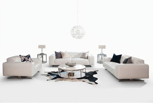 Chesterfield Sofagarnitur Sofa Couch Polster Set Leder 3+2+1 Sitzer Ledersofa