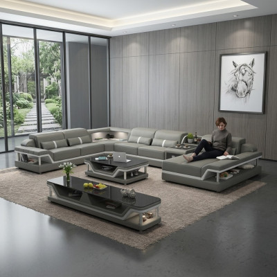 Wohnlandschaft U Form Ecksofa Couchtisch Sideboard Design Wohnlandschaft 3tlg