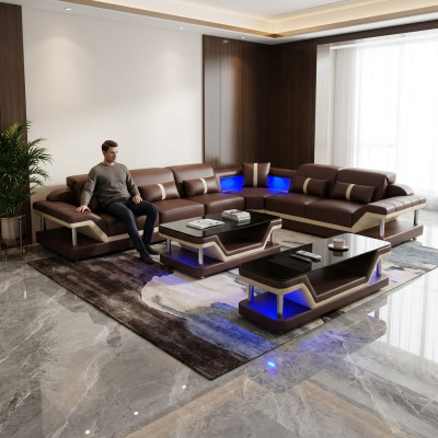 Wohnlandschaft LForm Ecksofa Couchtisch Sideboard Design Wohnlandschaft USB 3tlg