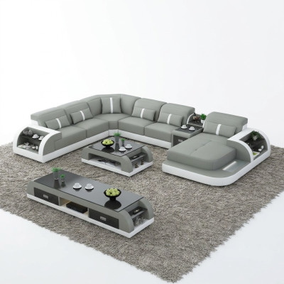 Wohnlandschaft U Form Ecksofa Couchtisch Sideboard Design Wohnlandschaft 3tlg.