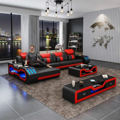 Wohnlandschaft L Form Ecksofa + Couchtisch + Sideboard Design Wohnlandschaft