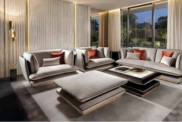 Lounge Hocker Club Fußhocker Ottomane Pufa Textil Ottoman Designer arredoclassic