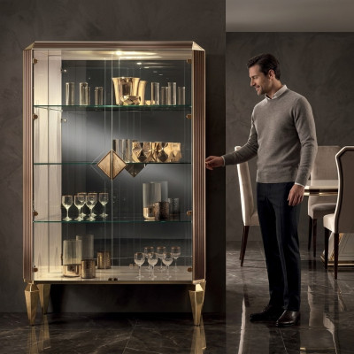 Vitrine Italienische Luxus Möbel Vitrinen arredoclassic Luxus Schrank Glas Neu
