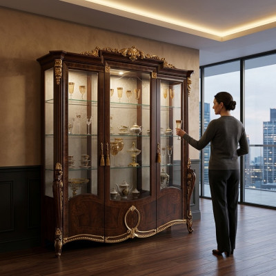 Luxus Vitrine Wohnzimmer Möbel Schrank Glas Vitrinen Designer Schränke Kommode