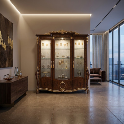 Luxus Vitrine Wohnzimmer Möbel Schrank Glas Vitrinen Designer Schränke Kommode