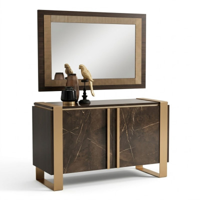 Möbel Stil Klassischer 2tlg Set Kommode mit Spiegel Luxus Italienische Möbel