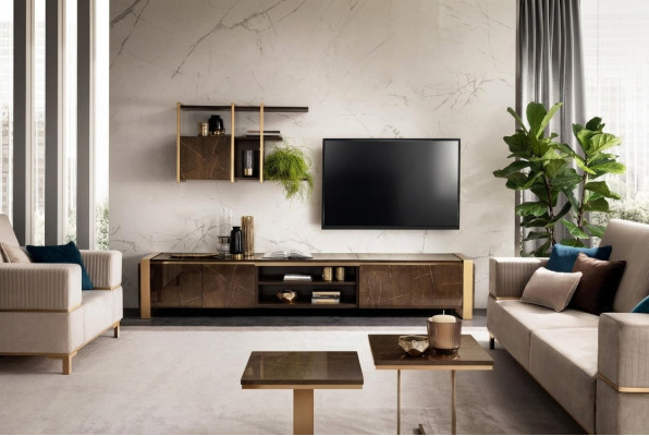Regale Wohnwand rtv tv Sideboard Vitrinen Schrank Wohnzimmer Regal arredoclassic
