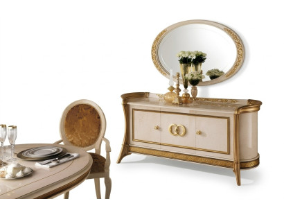 Kommode Holz Möbel Barock mit Spiegel Luxus Italienische Möbel 2tlg Garnitur Neu