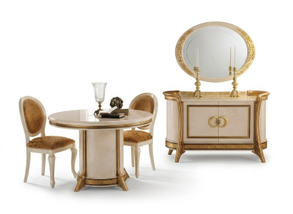 Möbel Stil Barock 2tlg Set Kommode mit Spiegel Luxus Holz Italienische Möbel Neu
