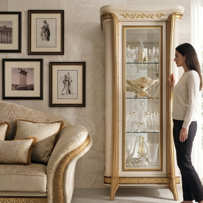 Luxus Schaufenster Vitrine Glas Schrank Klassisch Stil Möbel Regal ITALY NEU