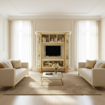 Wohnzimmer Anbau Medien Wand Fernsehwand Fernsehschrank Wohnwand Barock Rokoko