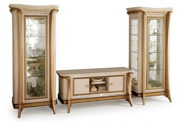 Wohnzimmer Sideboard 2x Vitrine 3tlg. Wohnwand Möbel arredoclassic Set Design