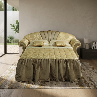 Sofa 2 Sitzer Couch Design Polster Klassische Textil Stoff Bettfunktion Couchen