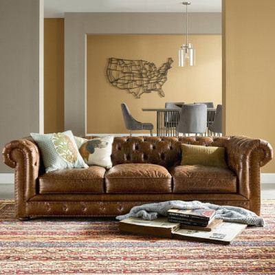 Designer Chesterfield brauner Dreisitzer Luxus 3-Sitzer Couch