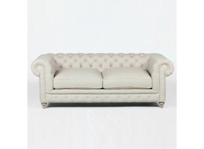Weißer Chesterfield Luxus Dreisitzer Moderner 3-er Wohnzimmer Couch