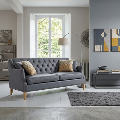 Couch Graue Chesterfield Büro Sofa Emfpangs Couchen Leder Textil Neu jvmoebel ®