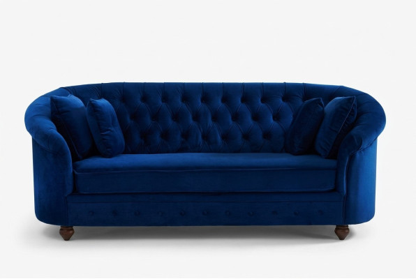 jvmoebel ® - Leder Sofa Couch - Royal Blau Polster Dreisitzer Couch Garnitur