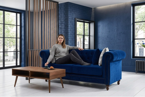 Chesterfield Sofa Couch Polster Stoff Leder Couchen  Polster Garnitur 2 Sitzer