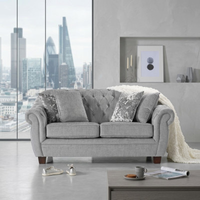 Chesterfield Sofa Couch Polster Stoff Leder Couchen  Polster Garnitur 2 Sitzer