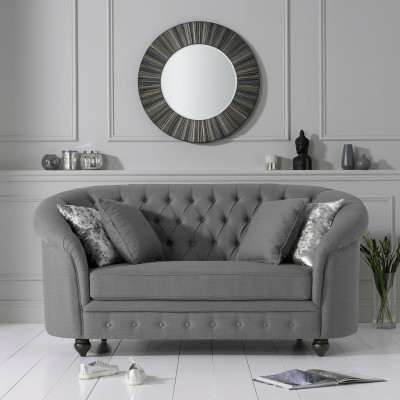 Klassische Textil Couch - Graue Chesterfield Stoff Sofa 2 Sitzer  Neu jvmoebel ®