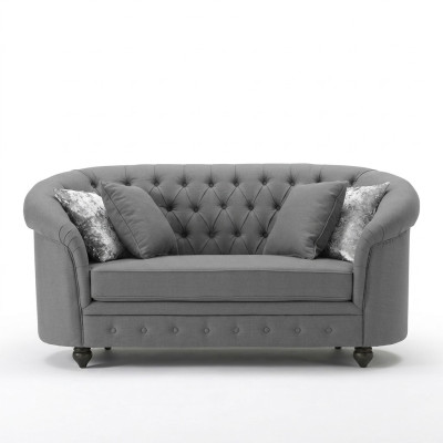 Klassische Textil Couch - Graue Chesterfield Stoff Sofa 2 Sitzer  Neu jvmoebel ®