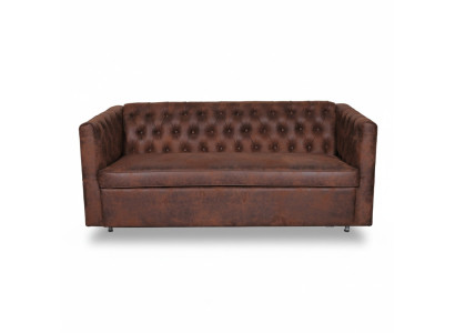 American Style Chesterfield Sofa Couch Leder Polster Braun Dreisitzer