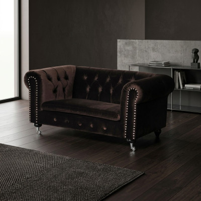 jvmoebel ® - Leder Sofa Couch  Royal Braun Polster Zweisitzer Couch Garnitur Neu