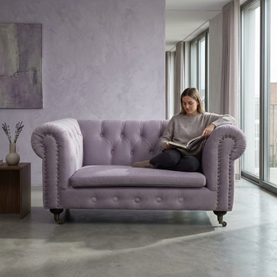 Chesterfield 2 Sitzers Klassische Luxus Barock Rokoko Sofa Textil Leder Couch