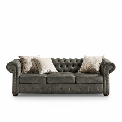 jvmoebel ®  Leder Sofa Couch - Design Polster Dreisitzer Couch Garnitur Braun
