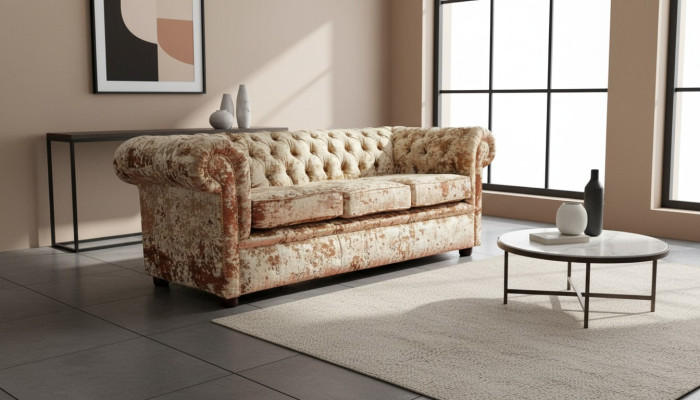 Designer Wohnzimmer Sofa - Textil Samt Stoff Bezug - Klassische Couch