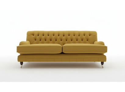 Gelbe Chesterfield Stoff Polster Dreisitzer Wohnzimmer Couch Design