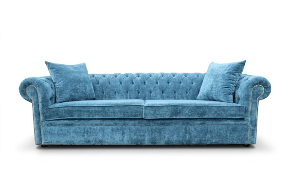 Klassische Wohnzimmer Sofa - Blaue Chesterfield Stoff Couch 3 Sitzer  jvmoebel ®
