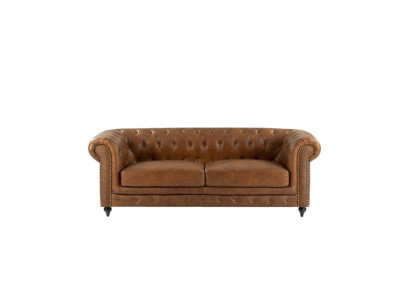 jvmoebel ® - Leder Sofa Couch - Braun Sessel Polster Dreisitzer Couch Garnitur