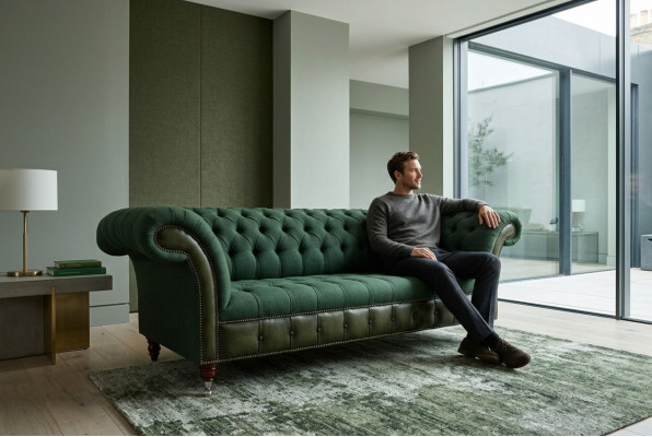 Designer Grünes Chesterfield Sofa Luxus 3-Sitzer Wohnzimmer Couch