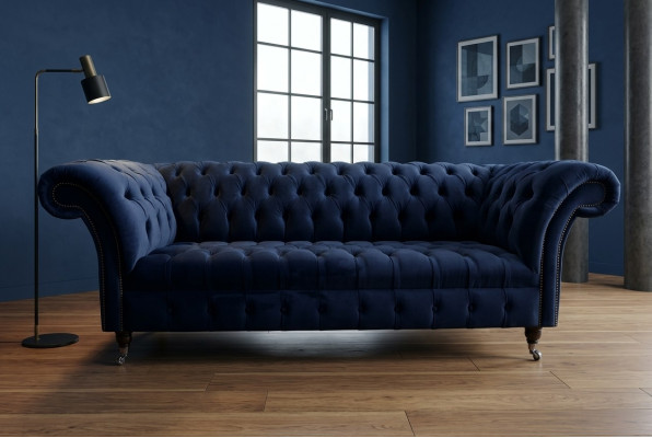 Dunkel-blauer Chesterfield Dreisitzer Moderne Wohnzimmer Luxus Couch