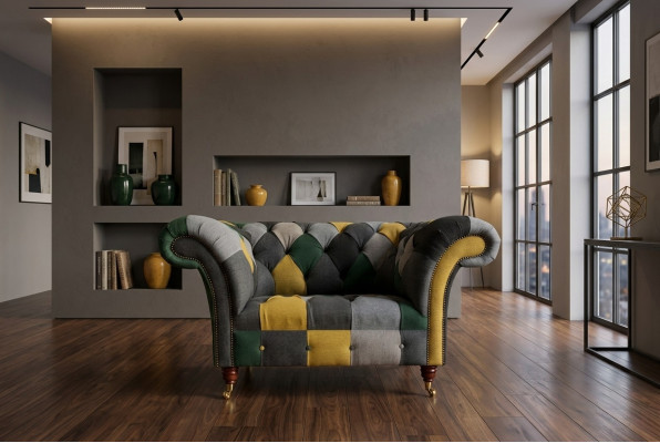 Bunter Chesterfield Einsitzer Moderner Wohnzimmer Sessel