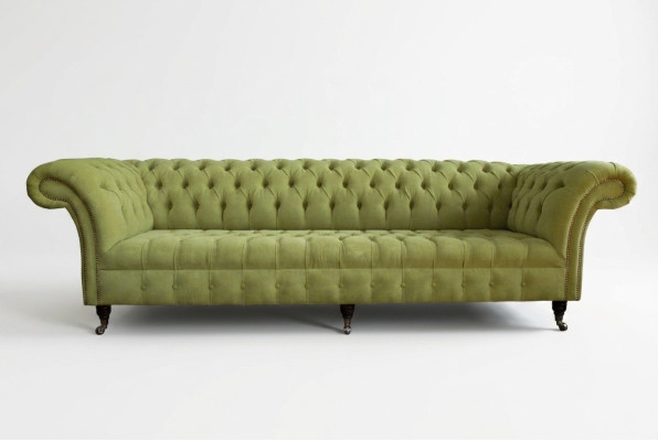 Klassische Chesterfield Sofa 4 Sitzer Sofas Couchen Leder Grün Design Polster