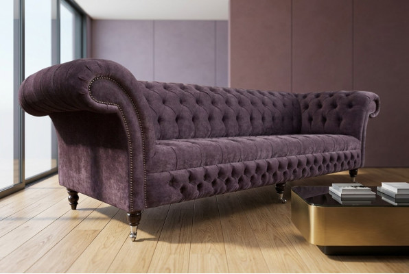 Klassische Chesterfield Sofa 4 Sitzer Sofas Polster Couchen Leder Braun Design
