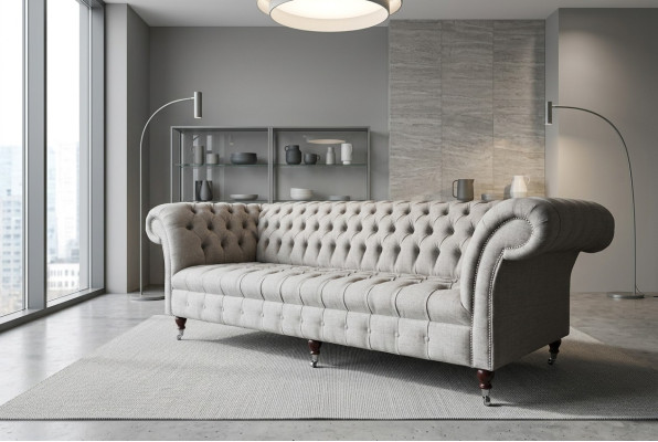 Textil Sofa Stoff Couch Chesterfield big sofas xxl couchen Sitz 265cm Polster