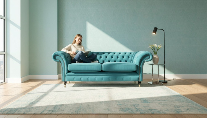Türkis Chesterfield Couch Designer 3-Sitzer Luxus Wohnzimmer Sofa