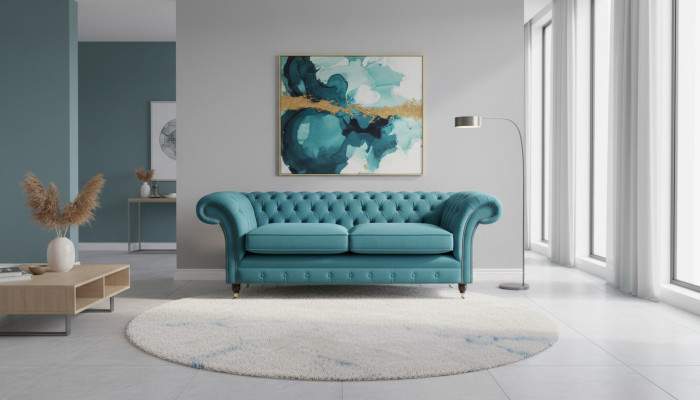 Türkis Chesterfield Couch Designer 3-Sitzer Luxus Wohnzimmer Sofa