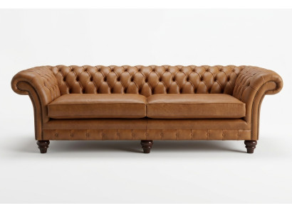 Braunes Chesterfield Sofa Luxus 4-Sitzer Couch Polster Stoff Sitzer